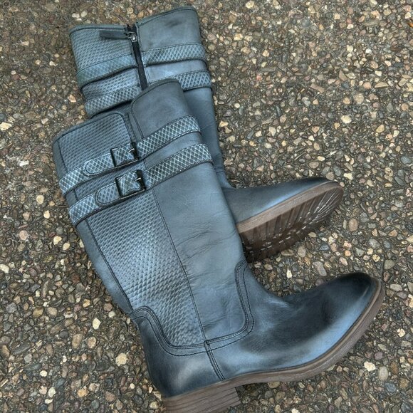 Roan by Bedstu Date Bluish Gray Leather Double Buckle Tall Shoes Size 8.5 - Picture 10 of 16